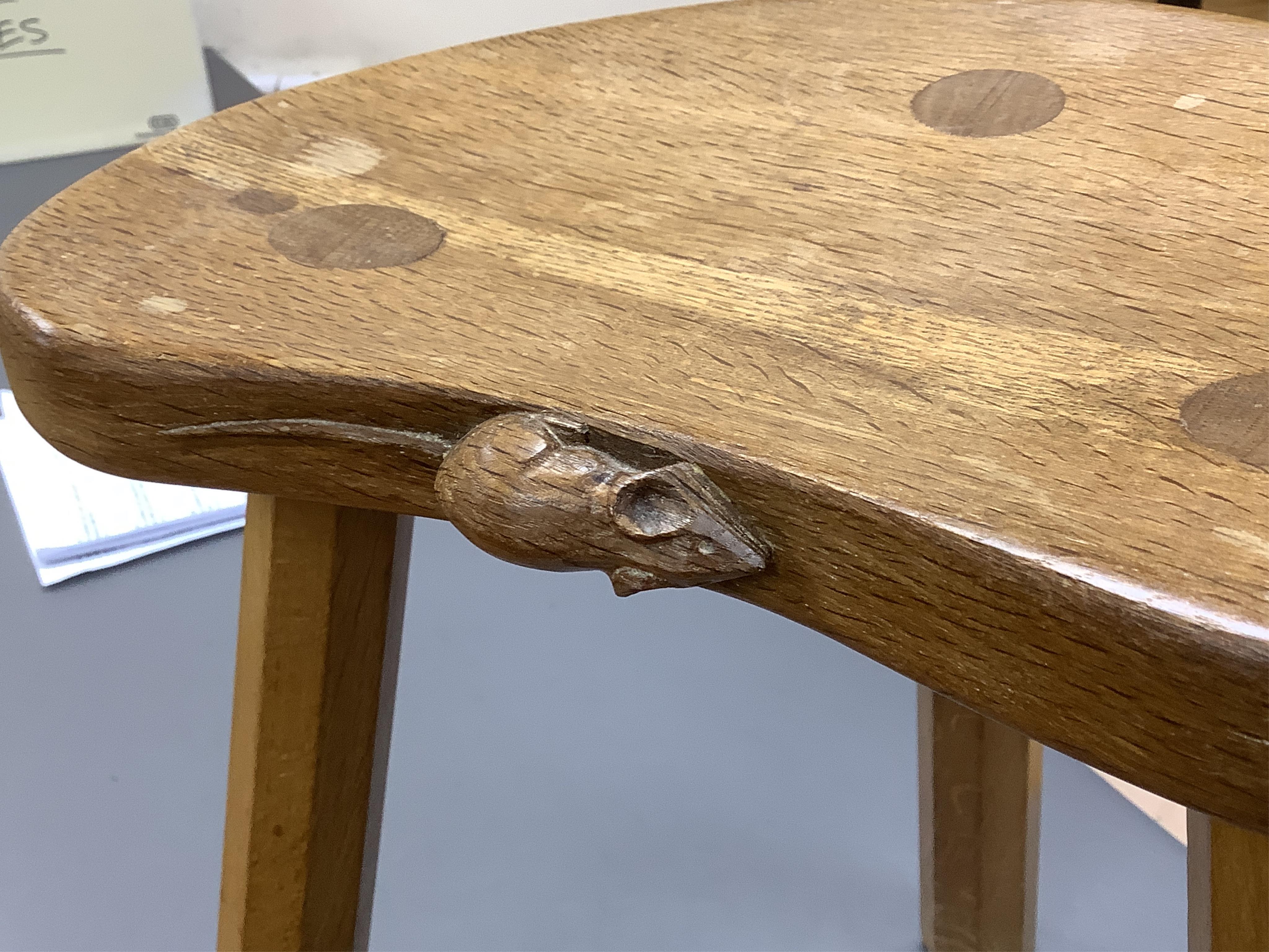 Robert Thompson (the Mouseman) an oak stool, width 30cm, depth 24cm, height 35cm